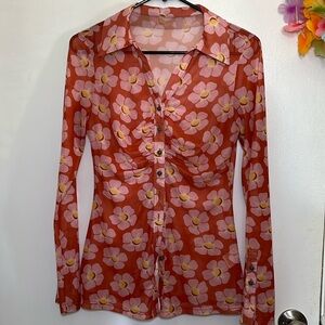 Pink & Orange Flower Long Sleeve 🌸🧡